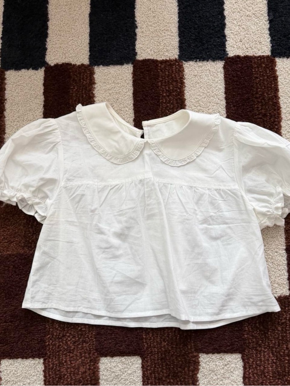 White Cropped Peter Pan Blouse